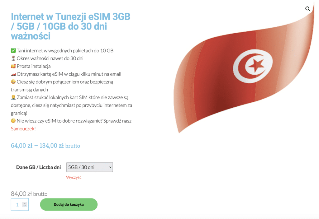 Internet w Tunezji esim