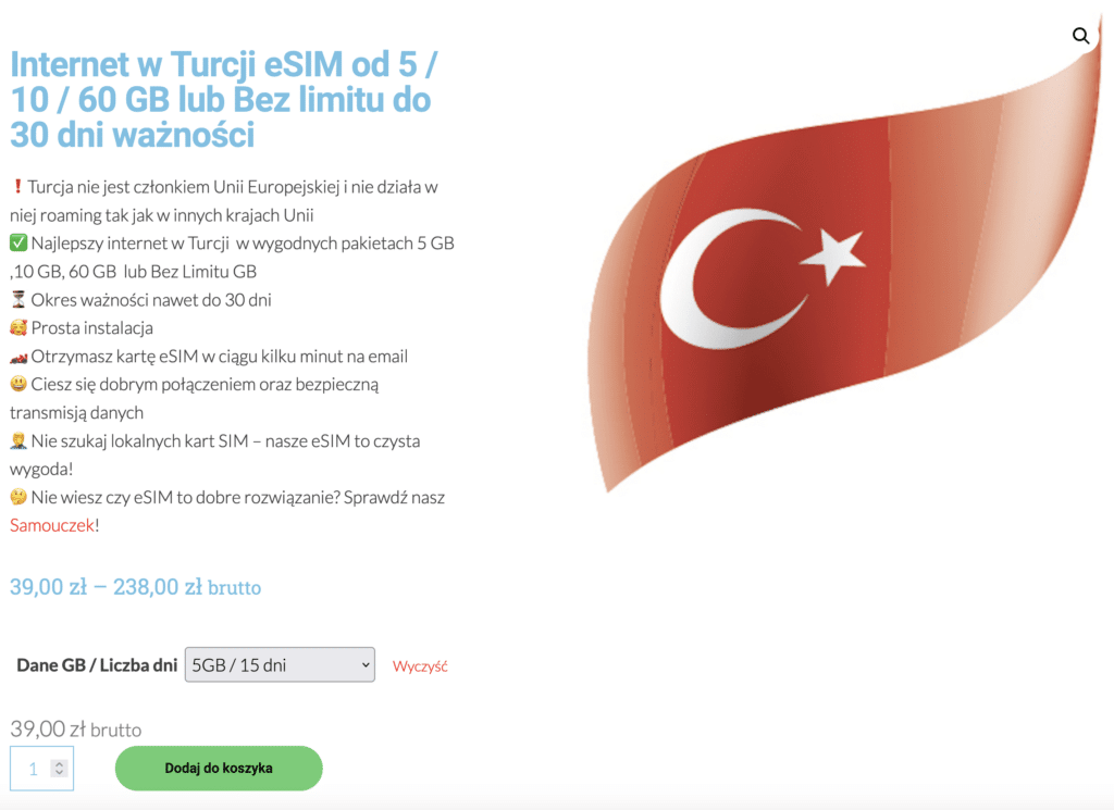 Internet w Turcji oferta esim5.com